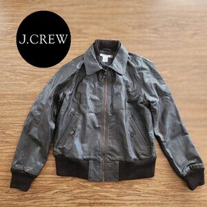 VINTAGE LEATHER JACKET Bomber J Crew Size Large L J. Crew Brown Moto Zipper Zipp